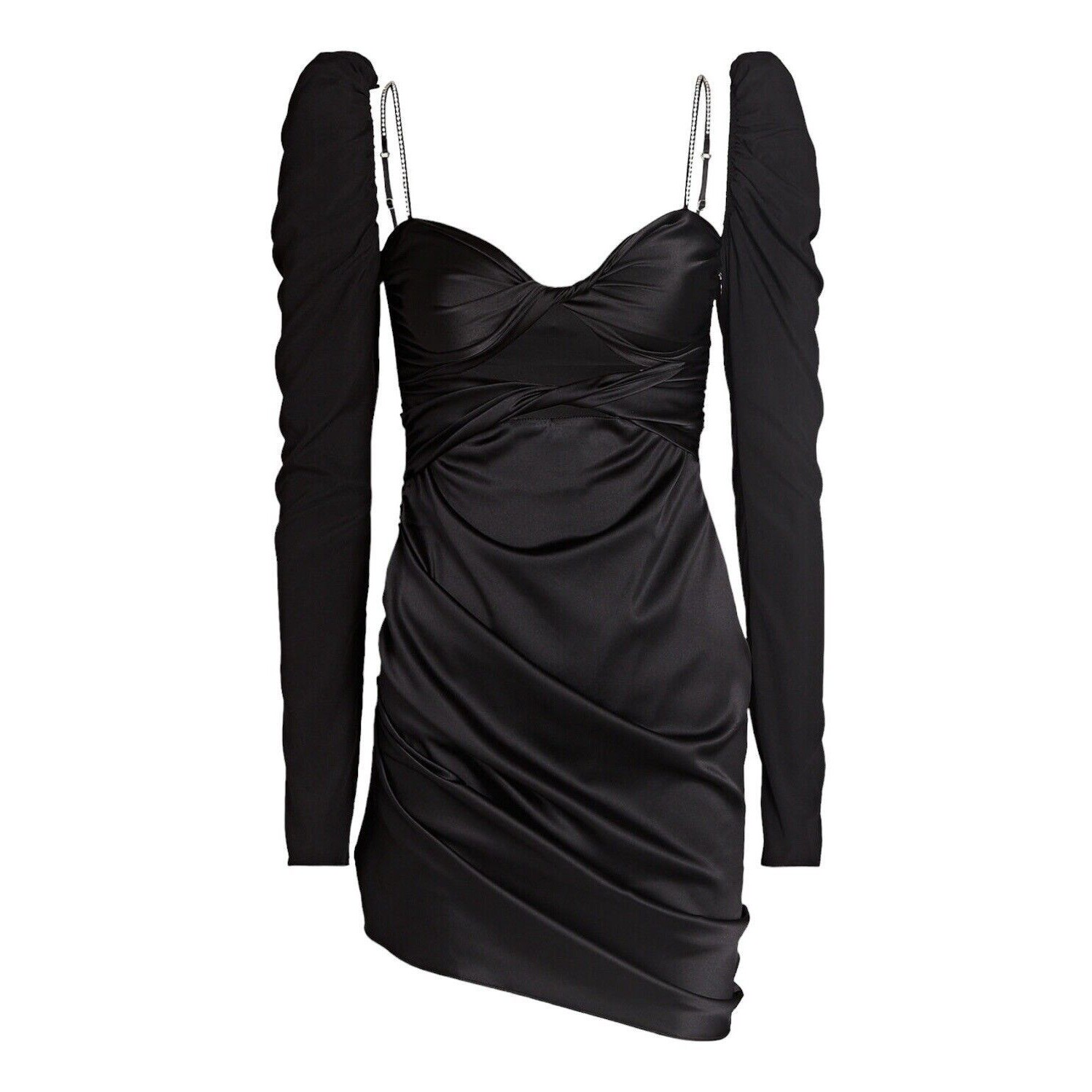 The Bar Dress Sz 0 Silk Long Sleeve Cutout Cinched Bodycon Rhinestones Goth